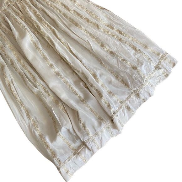 Vintage Albert Nipon Dress Cream Gold Metallic Flaw - Picture 4 of 12